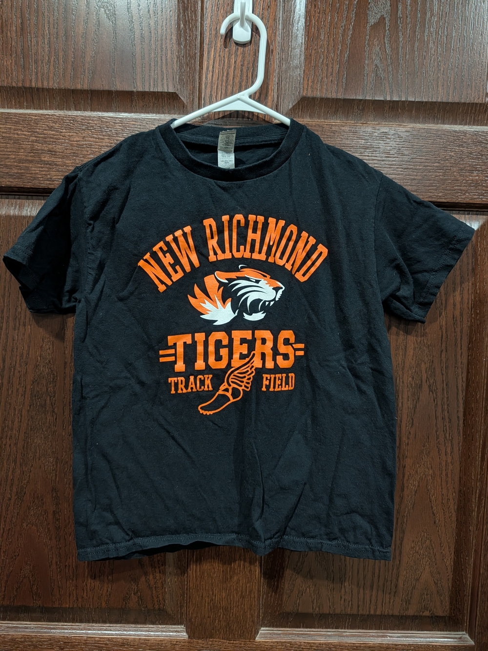 Gildan Black Kids' Tee with Orange New Richmond Tigers Graphic
